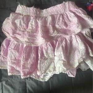 LoveShackFancy Light Pink Tiered Mini Skirt